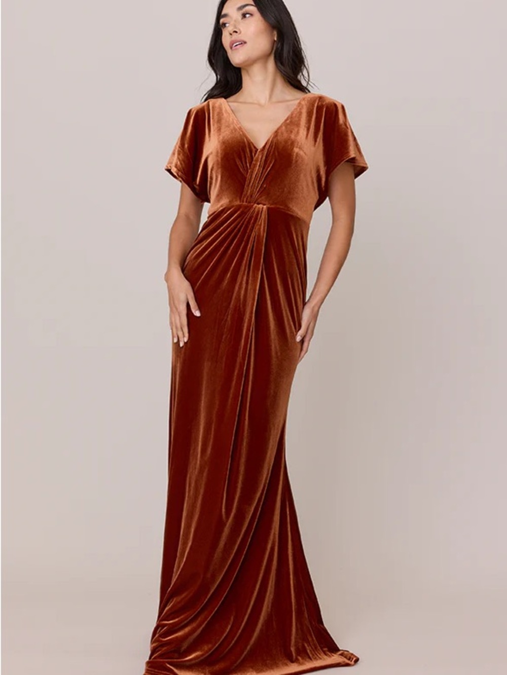Revelry Copper Velvet V-Neck Maxi Dress
